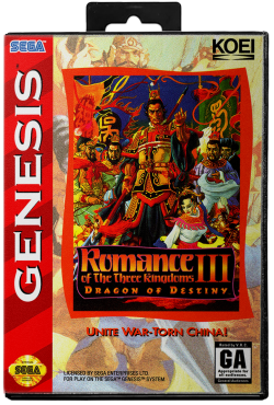 Romance of the Three Kingdoms III Dragon of Destiny - Sega Genesis