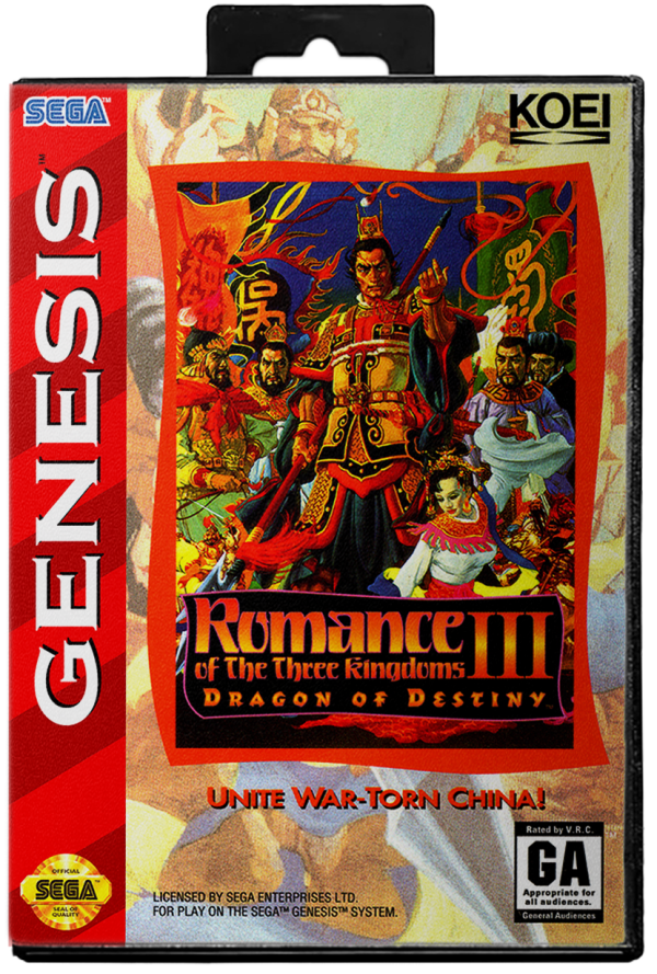 Romance of the Three Kingdoms III Dragon of Destiny - Sega Genesis